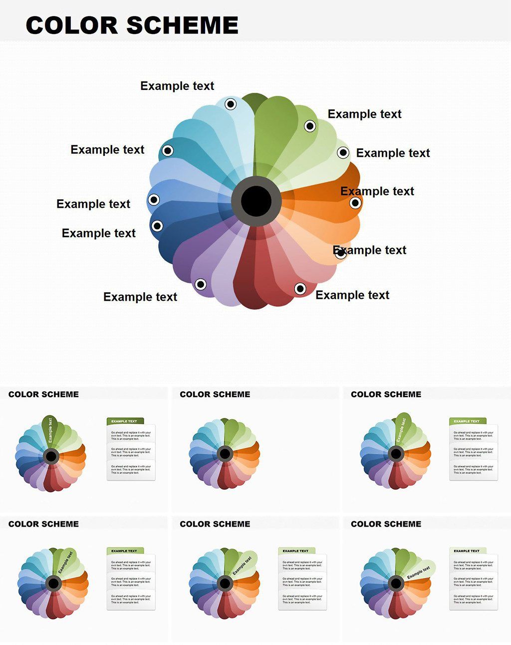 Color Scheme Keynote Pie Charts Template