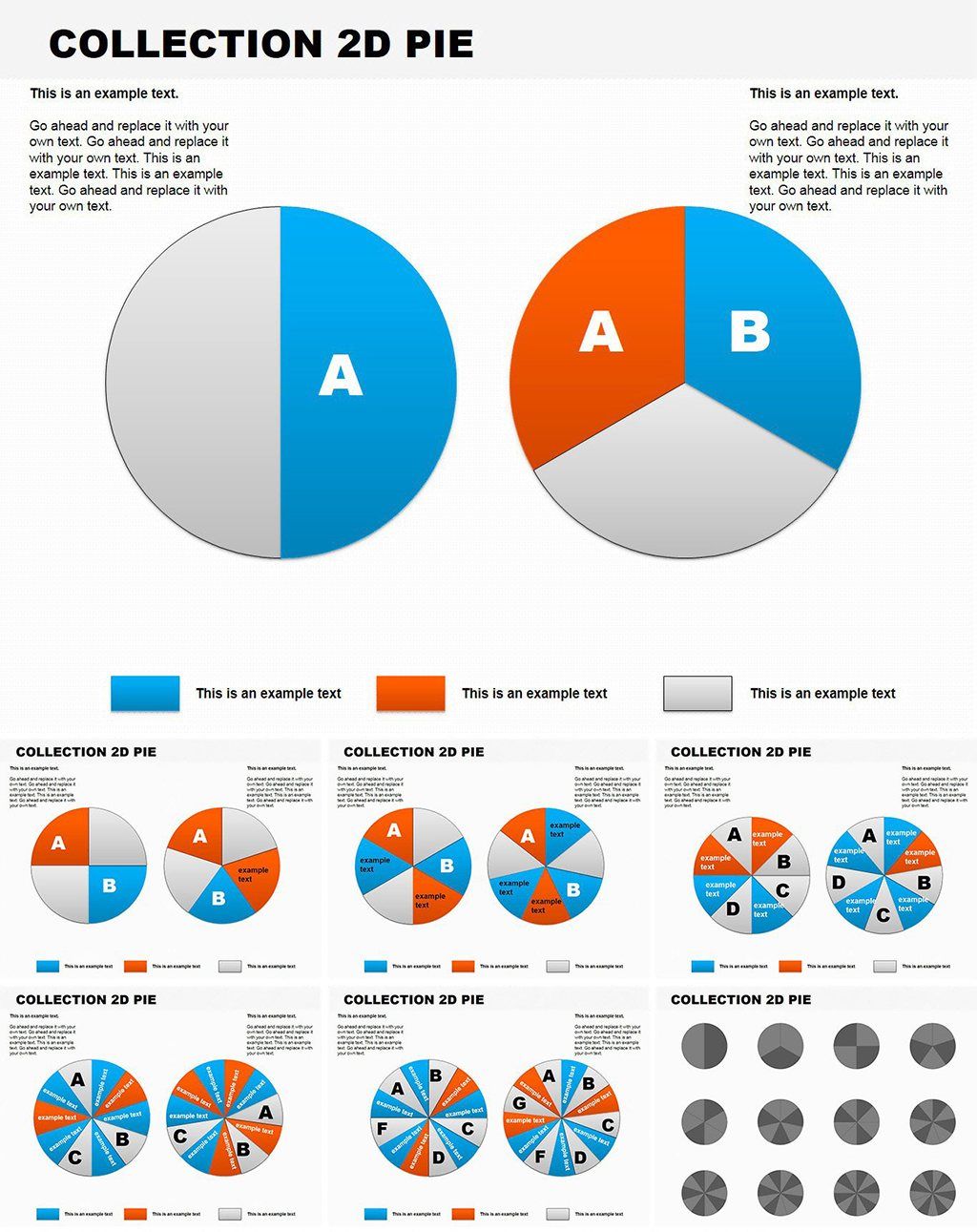 Collection 2D Pie Keynote charts template for presentation ...