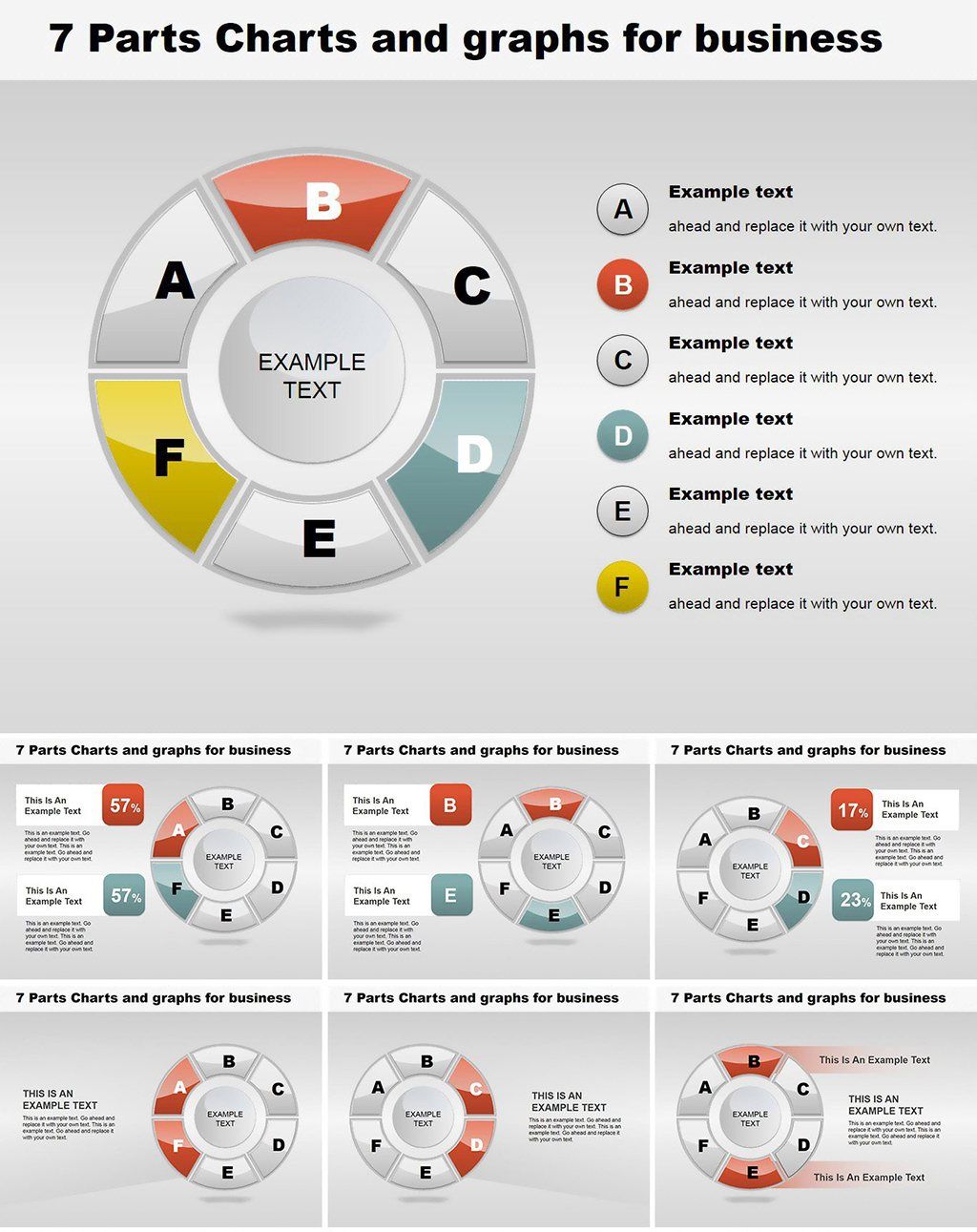 6 Parts Pie Keynote Chart for Business Presentation