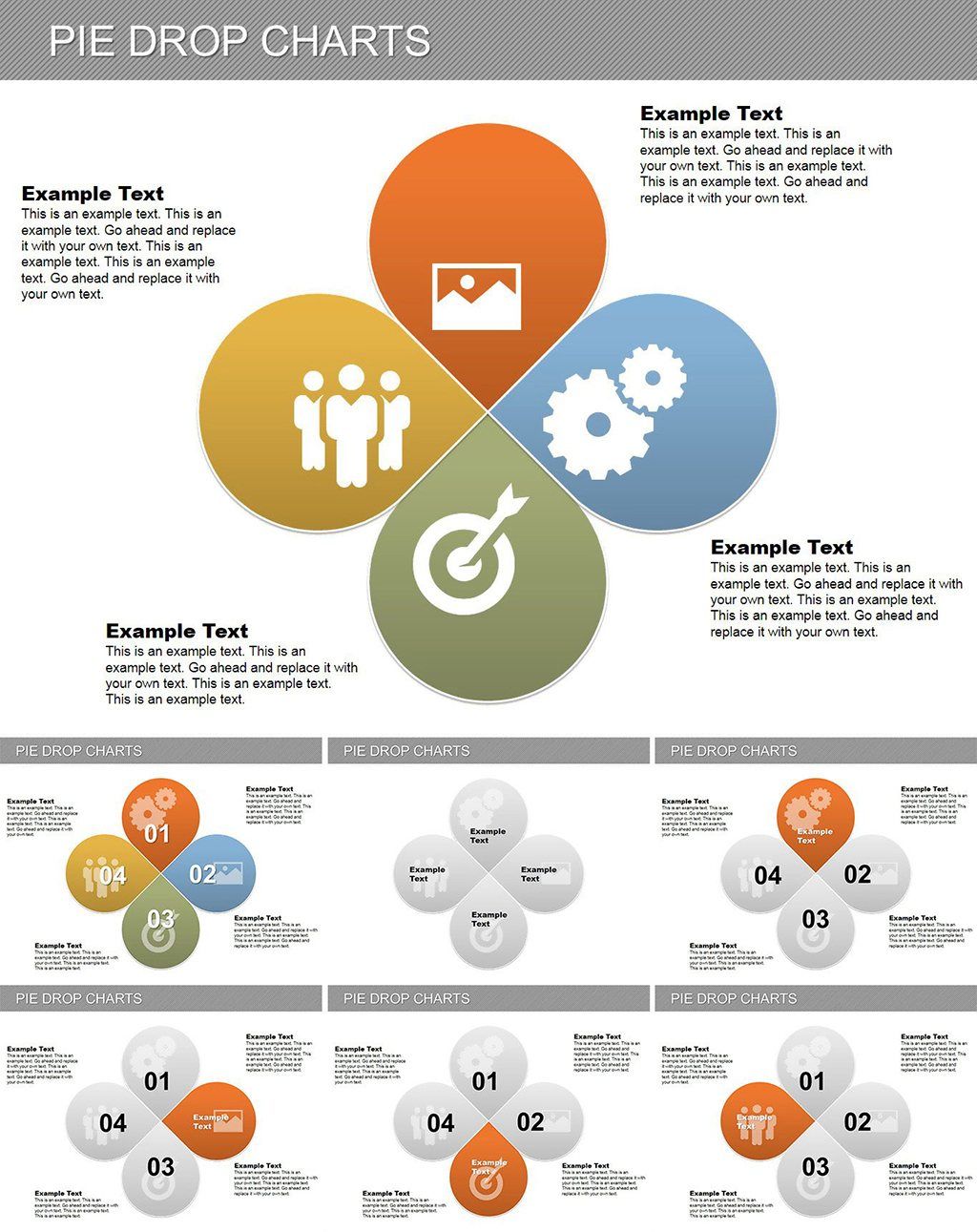 Pie Drop Keynote Charts for Presentation | ImagineLayout.com