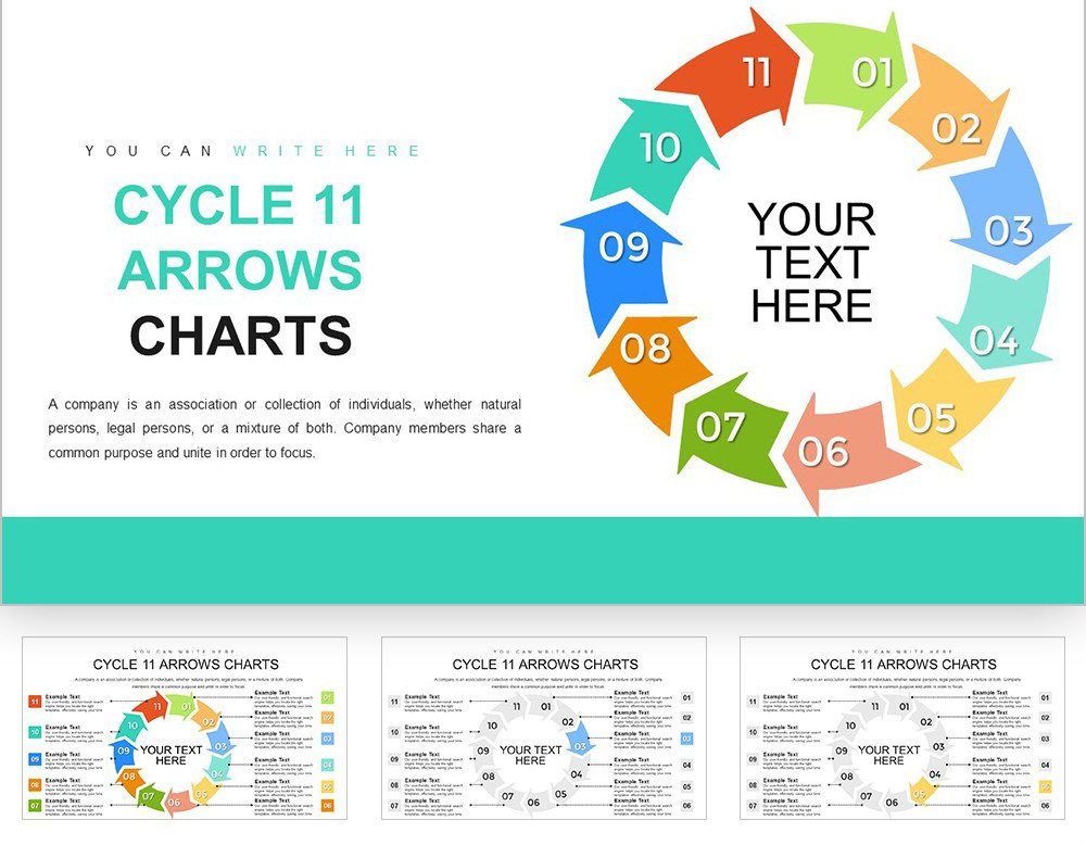 11-Step Cycle Arrows Keynote Charts Template