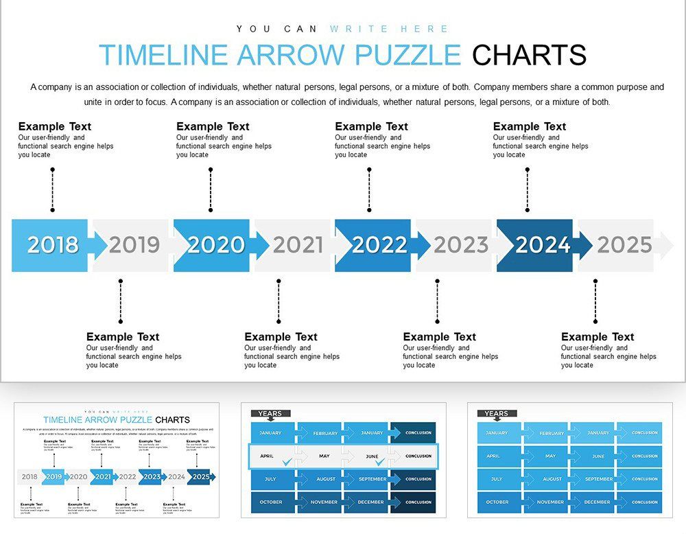 Dynamic Timeline Arrow Keynote Charts Template