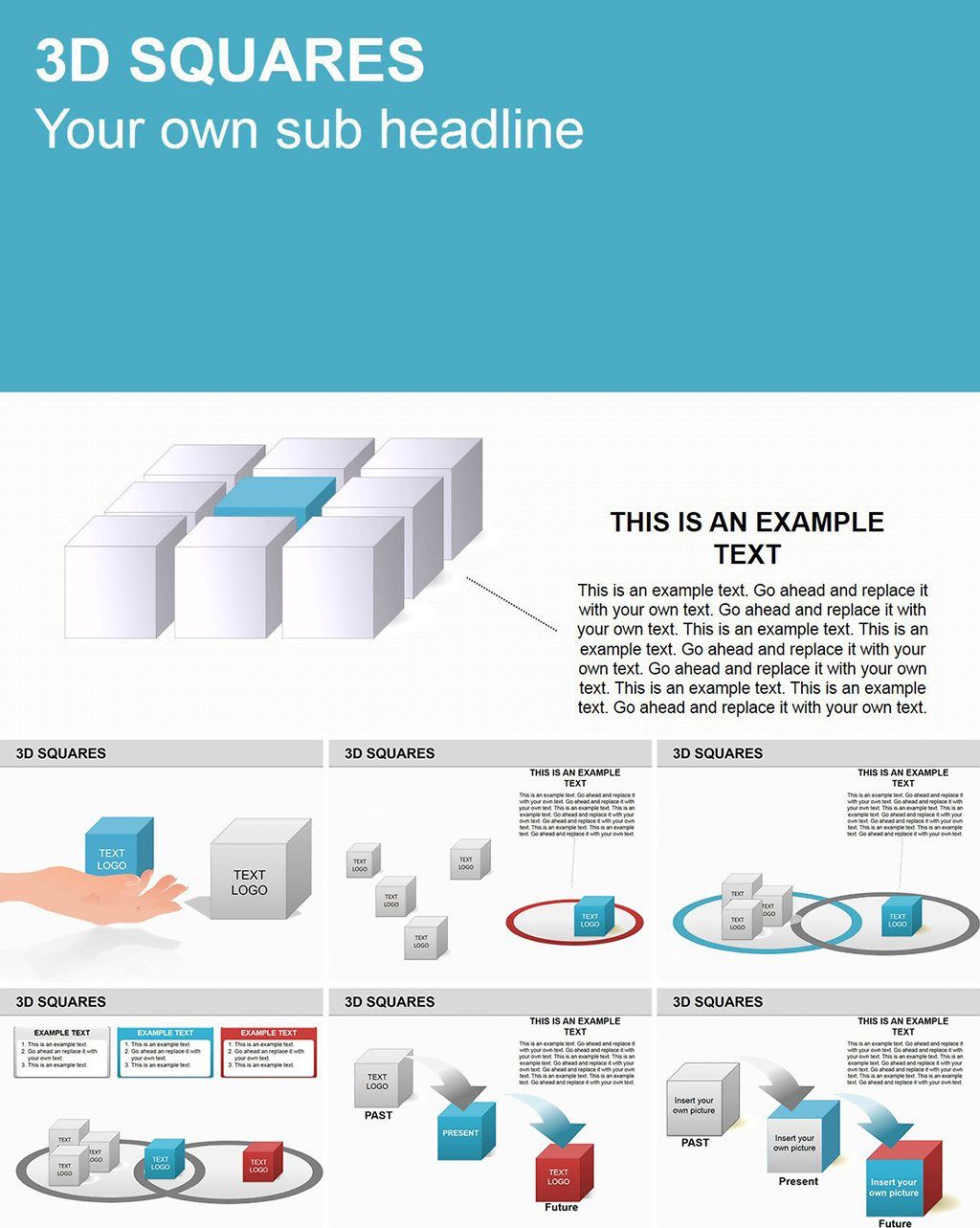 3D Squares Keynote diagrams