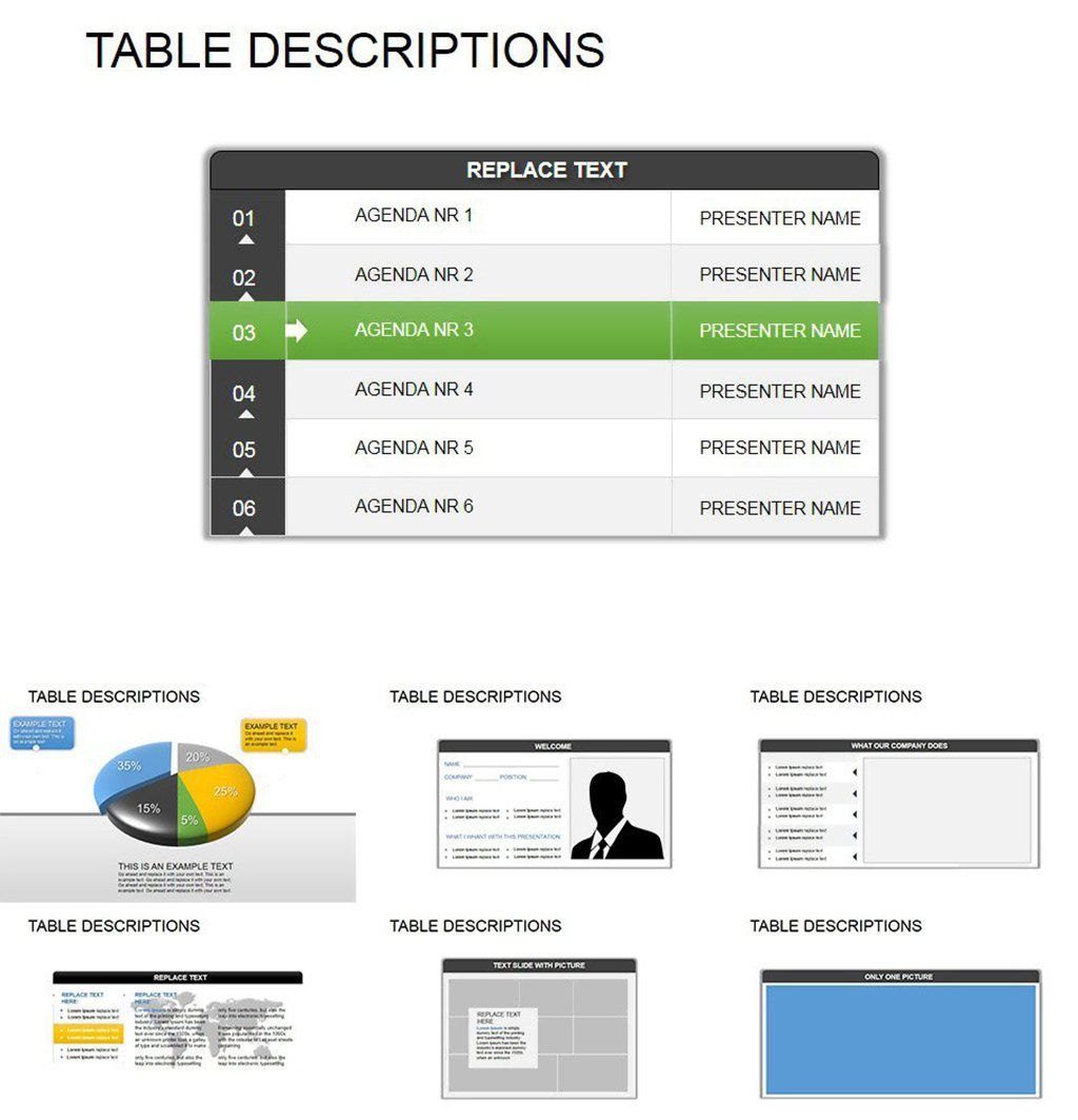 Creativity with Stunning Table Descriptions Keynote Diagrams