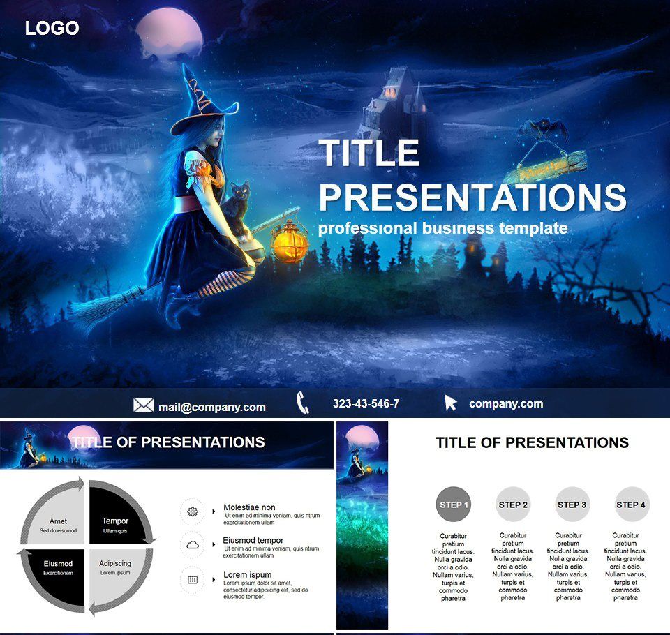 Witch of Halloween Keynote templates | ImagineLayout.com