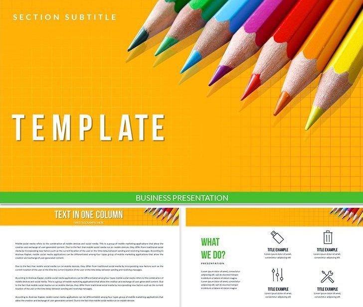 Colored pencils for Drawing Keynote templates | ImagineLayout.com