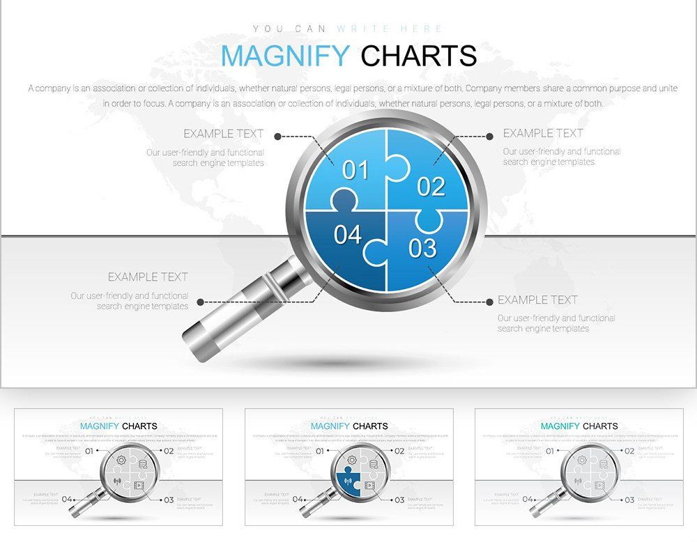Magnifying Glass Analysis Charts Template for PowerPoint