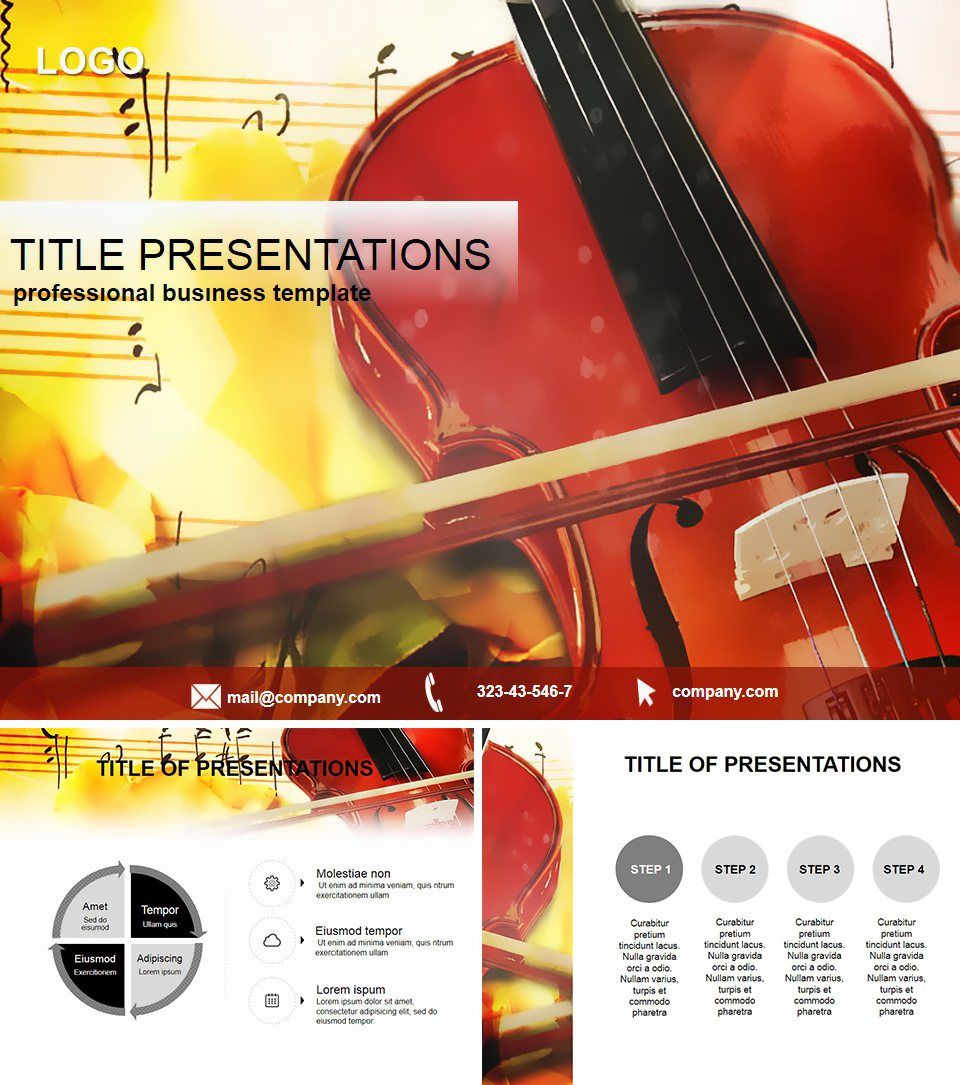 Violin for the study of music PowerPoint templates