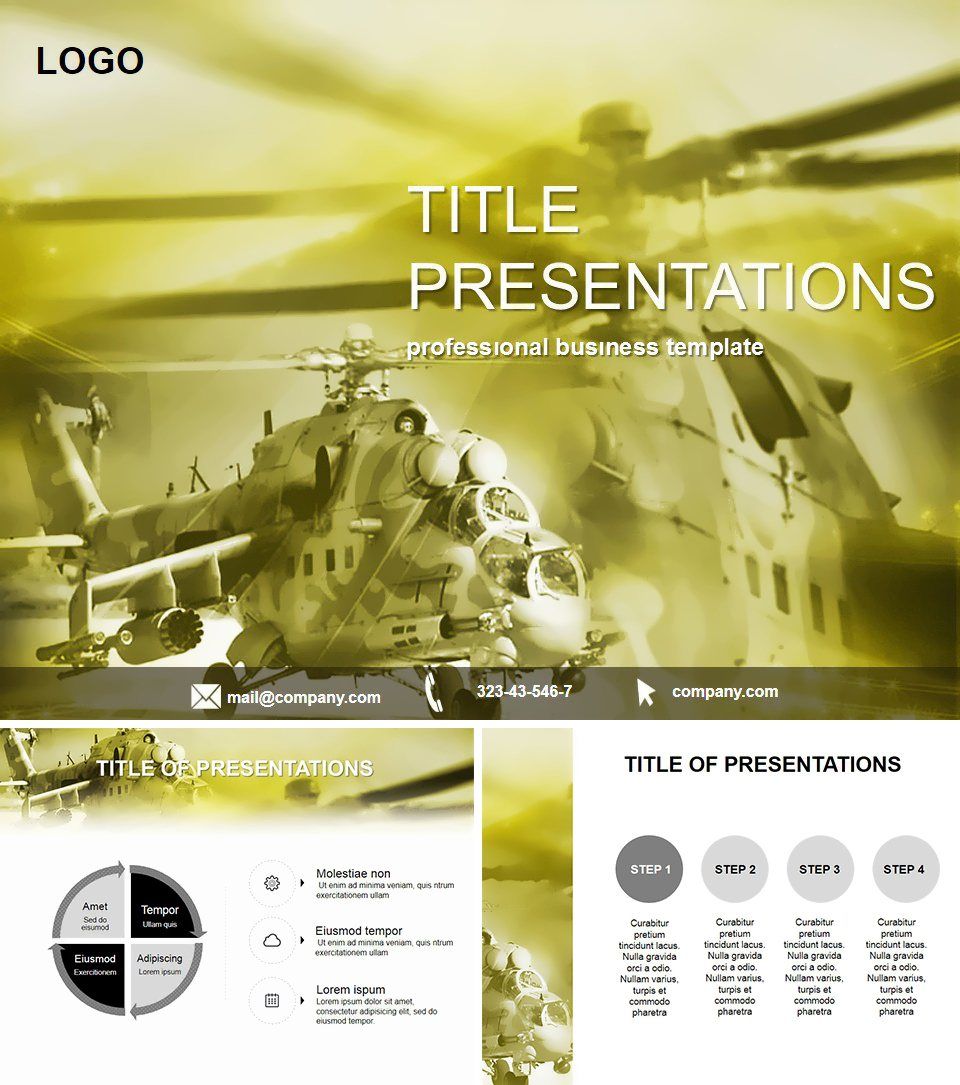 Military helicopter on a mission PowerPoint templates