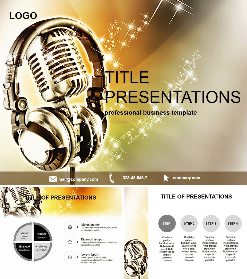 Music Sound Recording Studio PowerPoint Template Professional