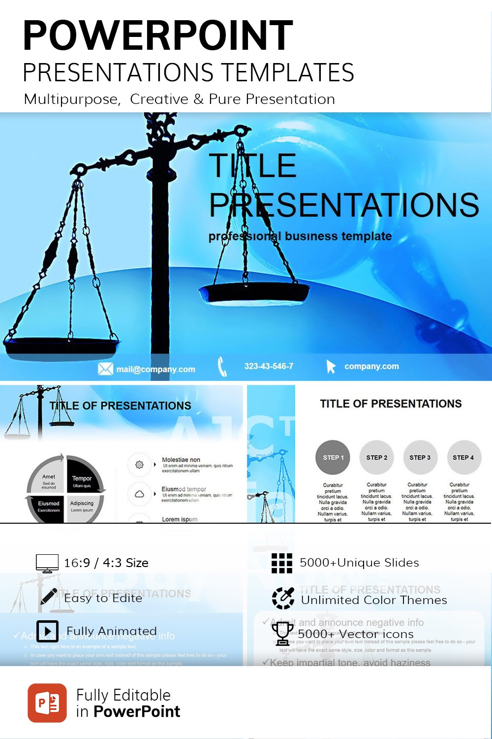 Justice court PowerPoint Template