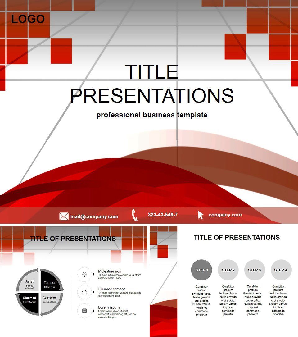 Red squares and Wave PowerPoint templates