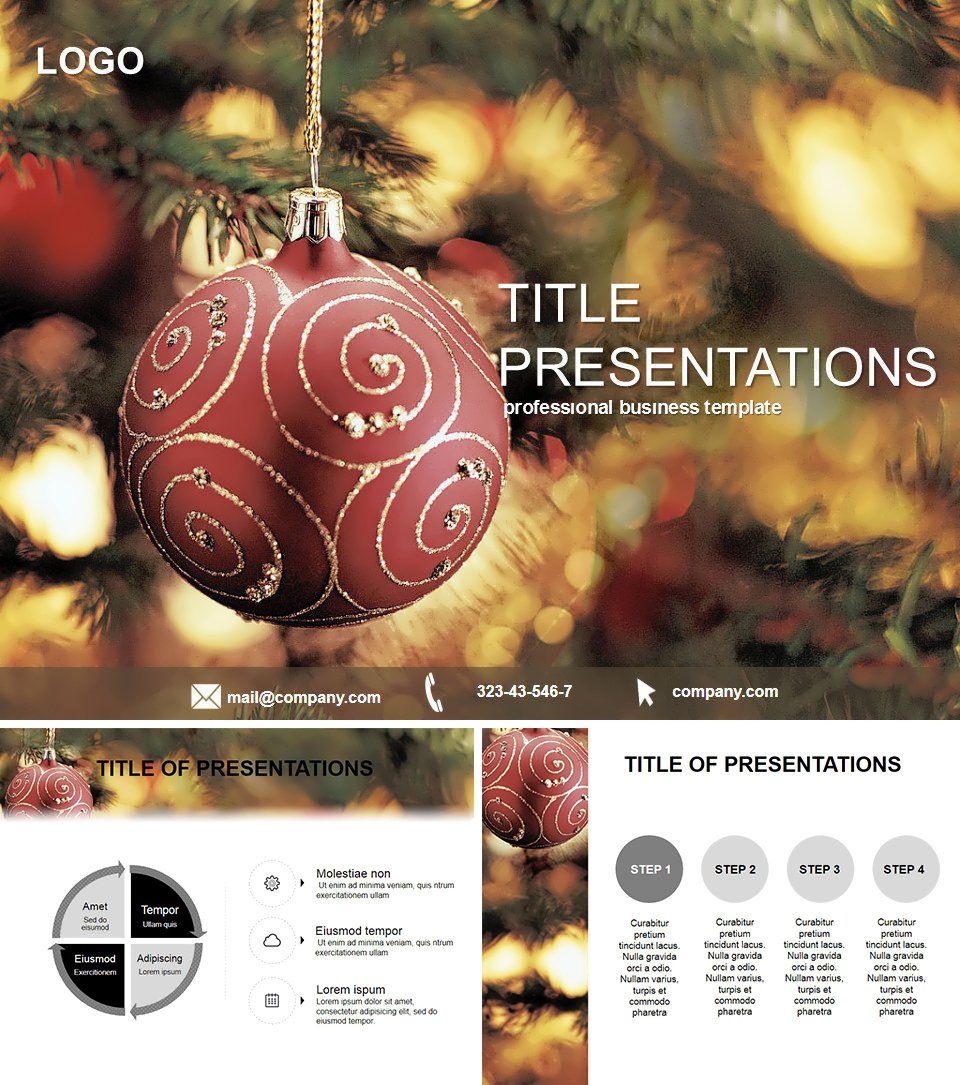 Christmas Ball and Tree PowerPoint Template