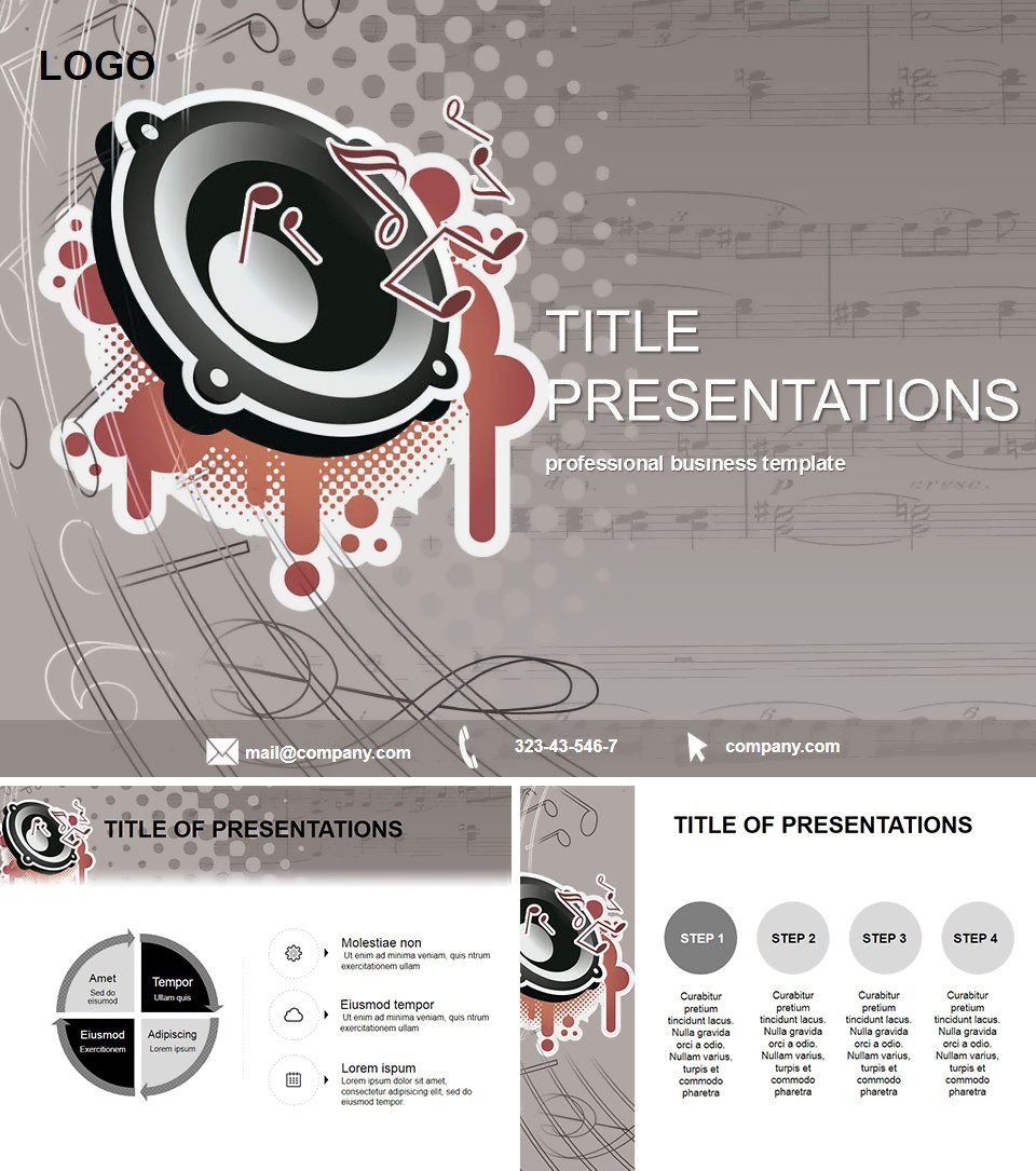 Music Column with Notes PowerPoint templates