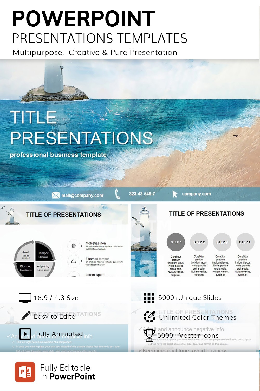 Sea and Lighthouse PowerPoint Templates