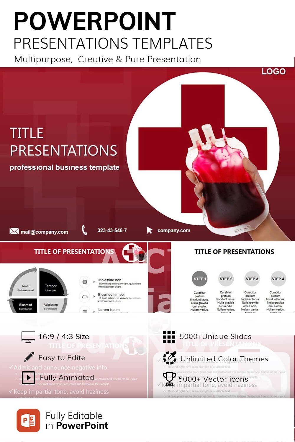 Medicine : Red Cross Blood Transfusion PowerPoint templates