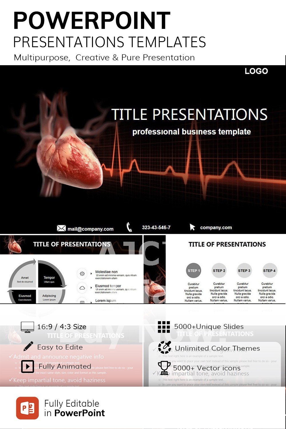 Cardiology Heart Disease PowerPoint Template Download Now