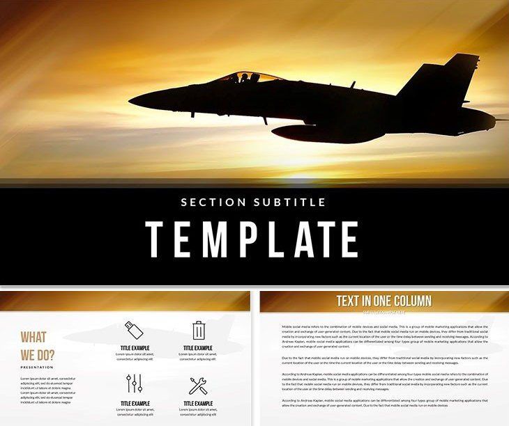 Flying Combat Aircraft PowerPoint template Presentation