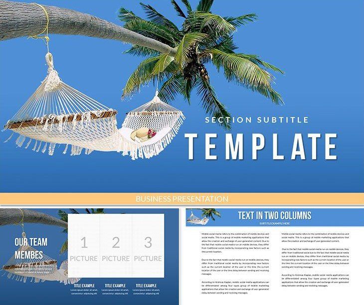 Recreation: beach, palm tree PowerPoint template