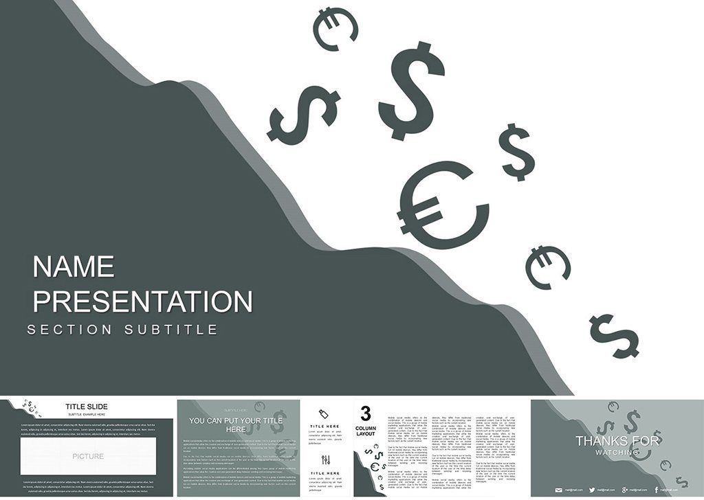 Background Money Falling PowerPoint Template - Infographic Presentation