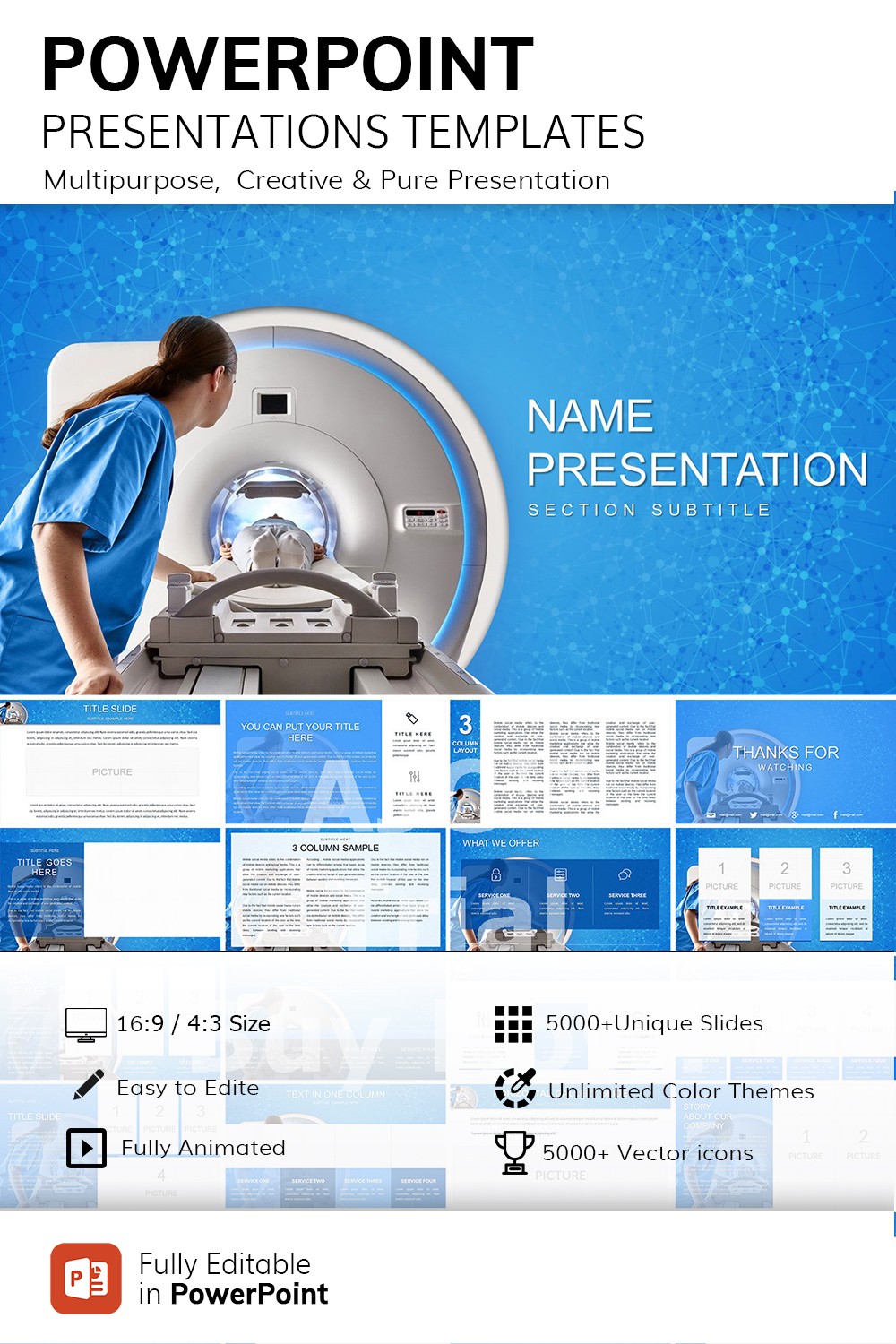 Medical Diagnostic Method - MRI PowerPoint template | ImagineLayout.com