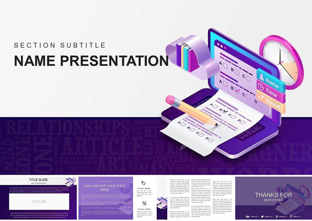 Online Courses, Distance Learning Powerpoint Template For Presentation