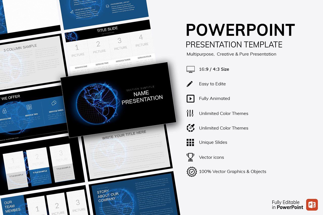 World global network PowerPoint template