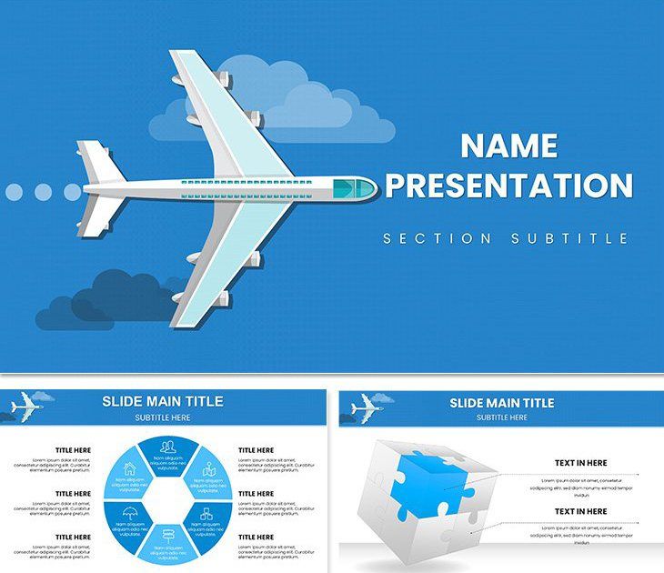 Airplane Flights PowerPoint template for presentation